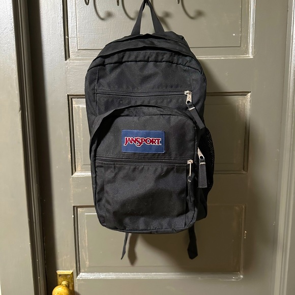 BIG Black Jansport Backpack 5 Zip Pockets - Picture 1 of 6